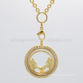 Fancy 22m gold alloy window eagle plates jewelry design for glass memory floating charms locket